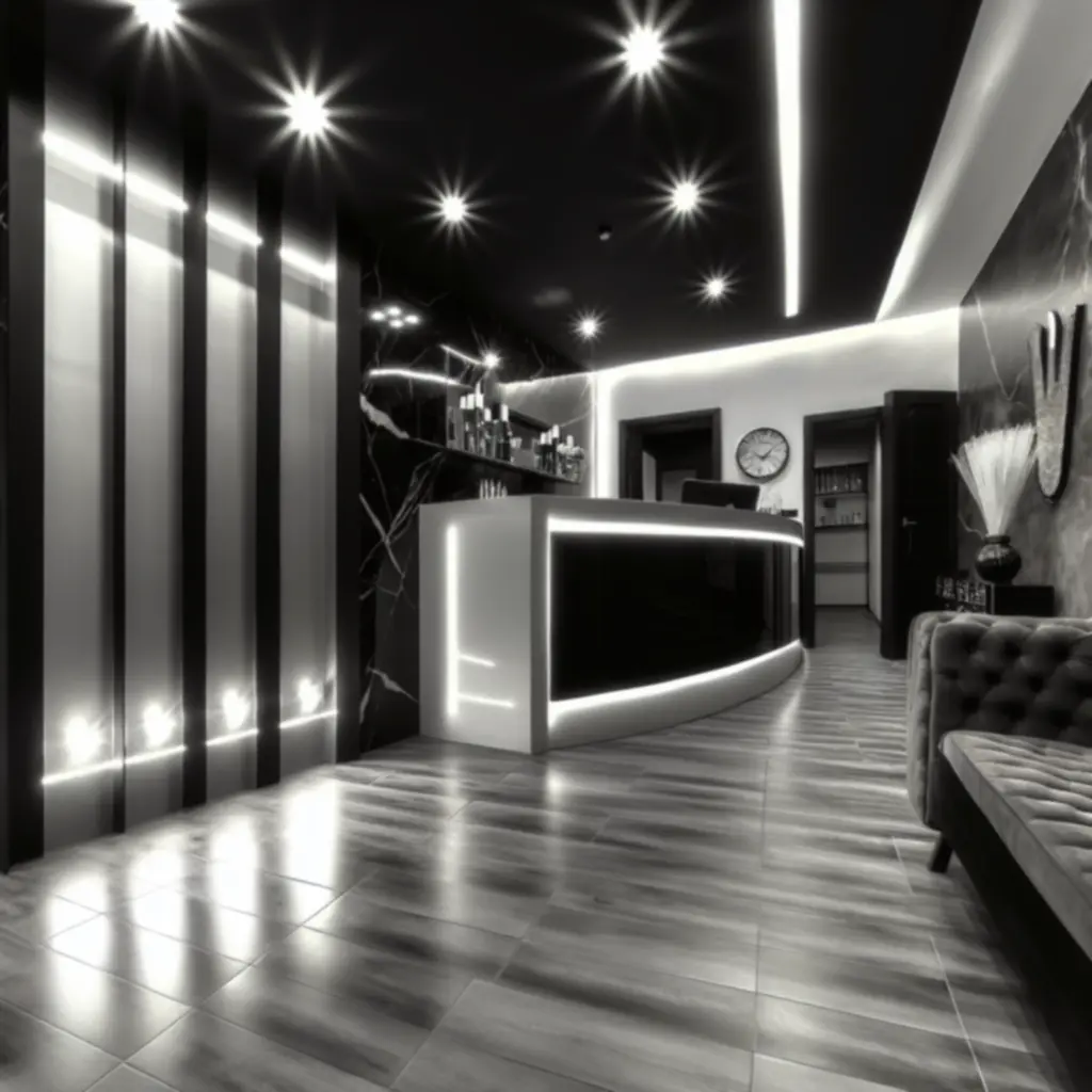 Modern, hangulatos tetoválóstúdió enteriőr